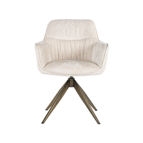Alia White Chenille Swivel Chair